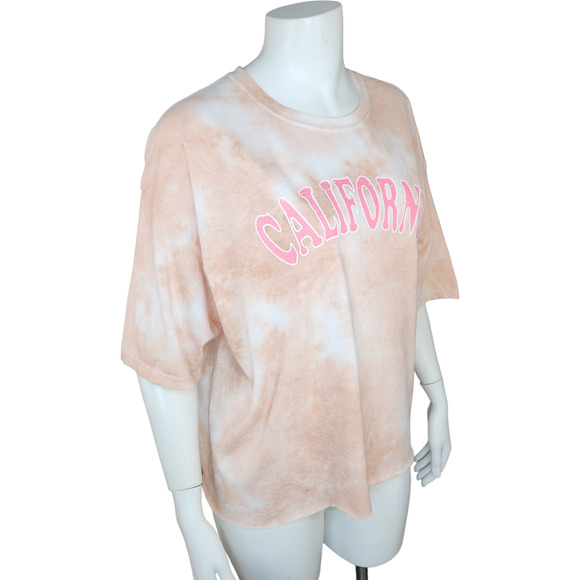 Stunner California Womens XL Peach Tye-Dye Short Sleeve Graphic Tee Raw Hem NWT - Picture 10 of 12